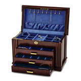 Luxury Giftware by Jere Matte Rosewood Burl Veneer 3-drawer Locking Wooden Jewelry Box