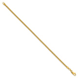 14K 8 inch 2.45mm Semi-Solid Round Box with Lobster Clasp Bracelet
