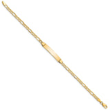 14k Polished Semi-Solid Chain/Solid Plate Figaro Link 25.5x5mm Plate 7 inch ID Bracelet