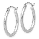 14k White Gold 2x20mm Polished Tube Hoop Earrings