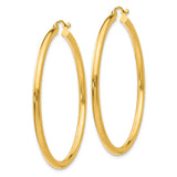 14K 2.5x45mm Polished Lightweight Tube Hoop Earrings