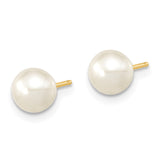 14k 6-7mm White Round Freshwater Cultured Pearl 7.25 inch with 1 Extender Bracelet/18 inch with 2 inch Extender Necklace/Button Earrings Set