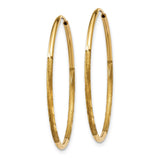 14k 1.2x25mm Satin Diamond-cut Endless Tube Hoop Earrings