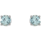 Sterling Silver 4 mm Natural Aquamarine Earrings