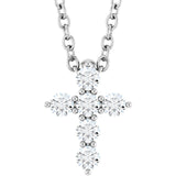 Sterling Silver 1/6 CTW Natural Diamond Cross 16-18" Necklace