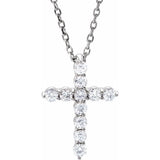 Sterling Silver 1/4 CTW Natural Diamond Cross 16-18" Necklace