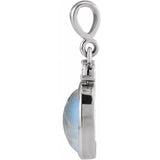 Platinum 8x6 mm Natural Rainbow Moonstone & .03 CT Natural Diamond Pendant