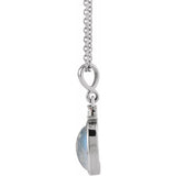 14K White Gold 8x6 mm Natural Rainbow Moonstone & .03 CT Natural Diamond 16-18" Necklace