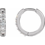14K White Gold .08 CTW Natural Diamond Hinged 10 mm Hoop Earrings