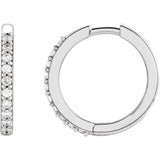 Platinum 1/6 CTW Natural Diamond Hinged  15 mm Hoop Earrings