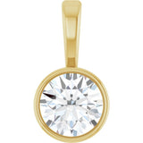 14K Yellow Gold 1/4 CT Natural Diamond Bezel-Set Solitaire Pendant