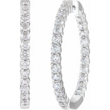 14K White Gold 4 CTW Lab-Grown Diamond Inside-Outside Hinged 36 mm Hoop Earrings