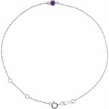 14K White Gold Natural Amethyst Bezel-Set Solitaire 6 1/2-7 1/2
