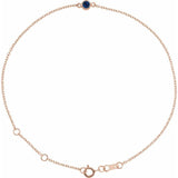 14K Rose Gold Natural Blue Sapphire Bezel-Set Solitaire 6 1/2-7 1/2