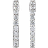 14K White Gold 1/2 CTW Lab-Grown Diamond Inside-Outside Hinged 14.5 mm Hoop Earrings