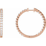 14K Rose Gold 4 CTW Natural Diamond Inside-Outside Hinged 36 mm Hoop Earrings