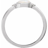 Sterling Silver Natural White Opal & .03 CTW Natural Diamond Ring