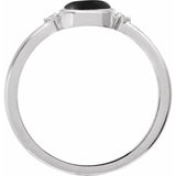 Sterling Silver 8 mm Round Natural Black Onyx & .03 CTW Natural Diamond Ring
