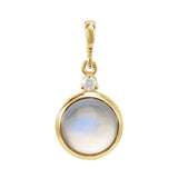 14K Yellow Gold 6 mm Natural Rainbow Moonstone & .03 CT Natural Diamond Pendant
