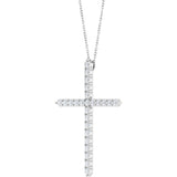 14K White Gold 1 CTW Natural Diamond Cross 16-18" Necklace