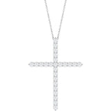 Platinum 1 CTW Natural Diamond Cross 16-18" Necklace