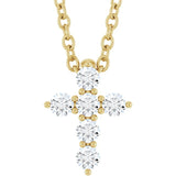 14K Yellow Gold 1/6 CTW Lab-Grown Diamond Cross 16-18" Necklace