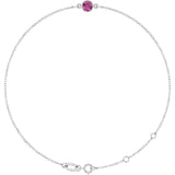 14K White Gold Natural Pink Tourmaline 6 1/2-7 1/2