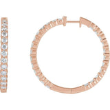 14K Rose Gold 5 CTW Natural Diamond Inside-Outside Hinged 37.8 mm Hoop Earrings