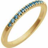 14K Yellow Gold Natural London Blue Topaz Stackable Ring
