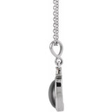 14K White Gold 12x10 mm Natural Black Onyx & .03 CT Natural Diamond 16-18" Necklace