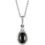 Platinum 5x3 mm Natural Black Onyx & .03 CT Natural Diamond 16-18" Necklace