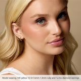 Sterling Silver Lab-Grown Blue Sapphire Hinged 12.5 mm Hoop Earrings