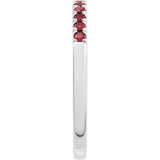 Sterling Silver Natural Mozambique Garnet Stackable Ring