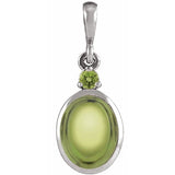 Platinum 8x6 mm Natural Peridot Pendant