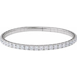 14K White Gold 3 CTW Natural Diamond  Flexible Bangle 7