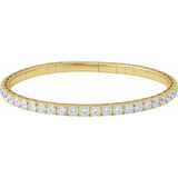 14K Yellow Gold 4 CTW Natural Diamond  Flexible Bangle 7