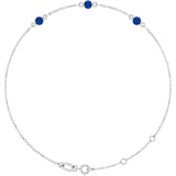 14K White Gold Natural Blue Sapphire Bezel-Set 3-Stone 6 1/2-7 1/2