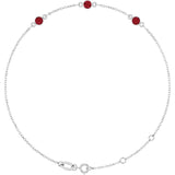 14K White Gold Lab-Grown Ruby Bezel-Set 3-Stone 6 1/2-7 1/2