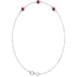 14K White Gold Lab-Grown Ruby Bezel-Set 3-Stone 6 1/2-7 1/2" Bracelet