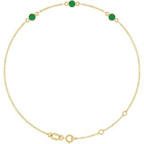 14K Yellow Gold Natural Emerald Bezel-Set 3-Stone 6 1/2-7 1/2
