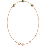 14K Rose Gold Lab-Grown Emerald Bezel-Set Three-Stone 6 1/2-7 1/2" Bracelet