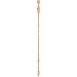 14K Rose Gold Lab-Grown Emerald Bezel-Set Three-Stone 6 1/2-7 1/2" Bracelet