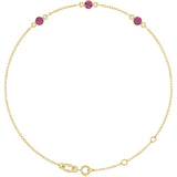 14K Yellow Gold Natural Pink Tourmaline Bezel-Set 3-Stone 6 1/2-7 1/2