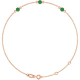 14K Rose Gold Natural Emerald Bezel-Set 3-Stone 6 1/2-7 1/2