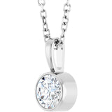 14K White Gold 1/3 CT Lab-Grown Diamond Bezel-Set Solitaire 16-18" Necklace