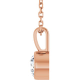 14K Rose Gold 1/3 CT Lab-Grown Diamond Bezel-Set Solitaire 16-18" Necklace