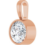 14K Rose Gold 3/4 CT Natural Diamond Bezel-Set Solitaire Pendant