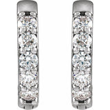Platinum 1/4 CTW Lab-Grown Diamond Hinged 12.5 mm Hoop Earrings