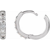 Sterling Silver 1/4 CTW Lab-Grown Diamond Hinged 12.5 mm Hoop Earrings