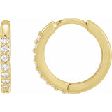 14K Rose Gold 1/6 CTW Natural Diamond Hinged 10 mm Hoop Earrings